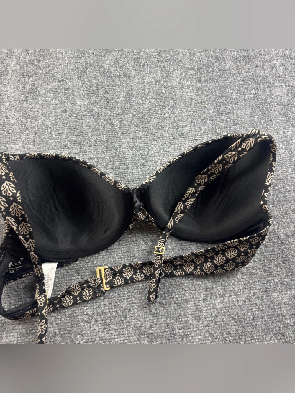 ATHLETA Womens Black/Tan Aqualuxe Print Underwire Front Twist Bikini Top- 38 B/C - Picture 2 of 6